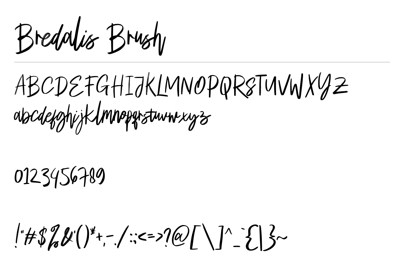 Bredalis Brush Font preview