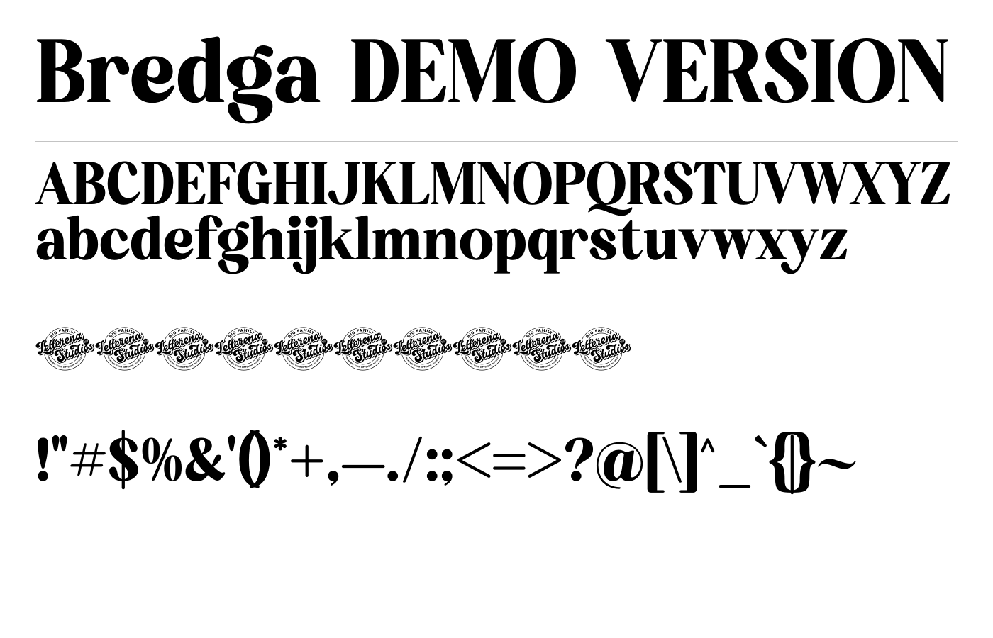 Bredga DEMO VERSION Font preview