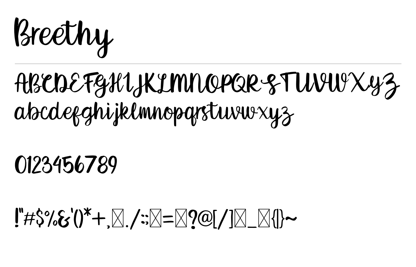 Breethy Font preview