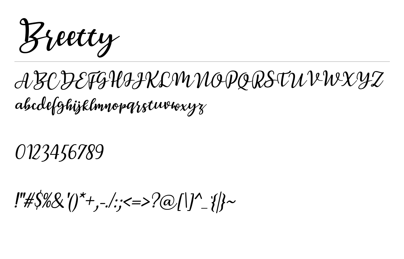 Breetty Font preview