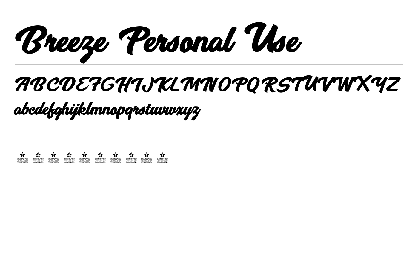 Breeze Personal Use Font preview