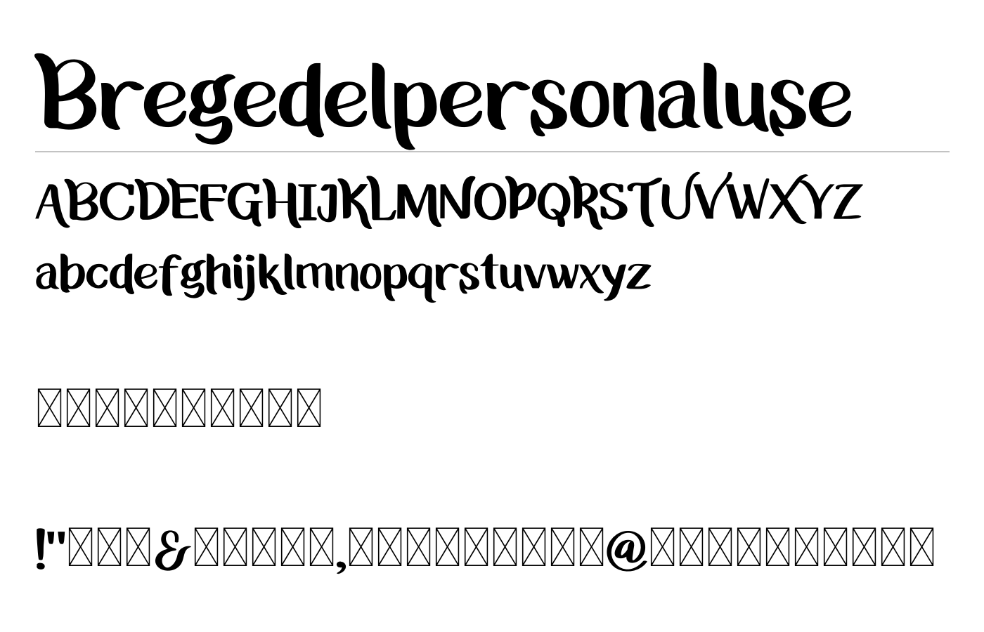 Bregedelpersonaluse Font preview