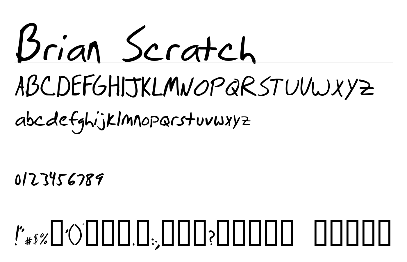 Brian Scratch Font preview