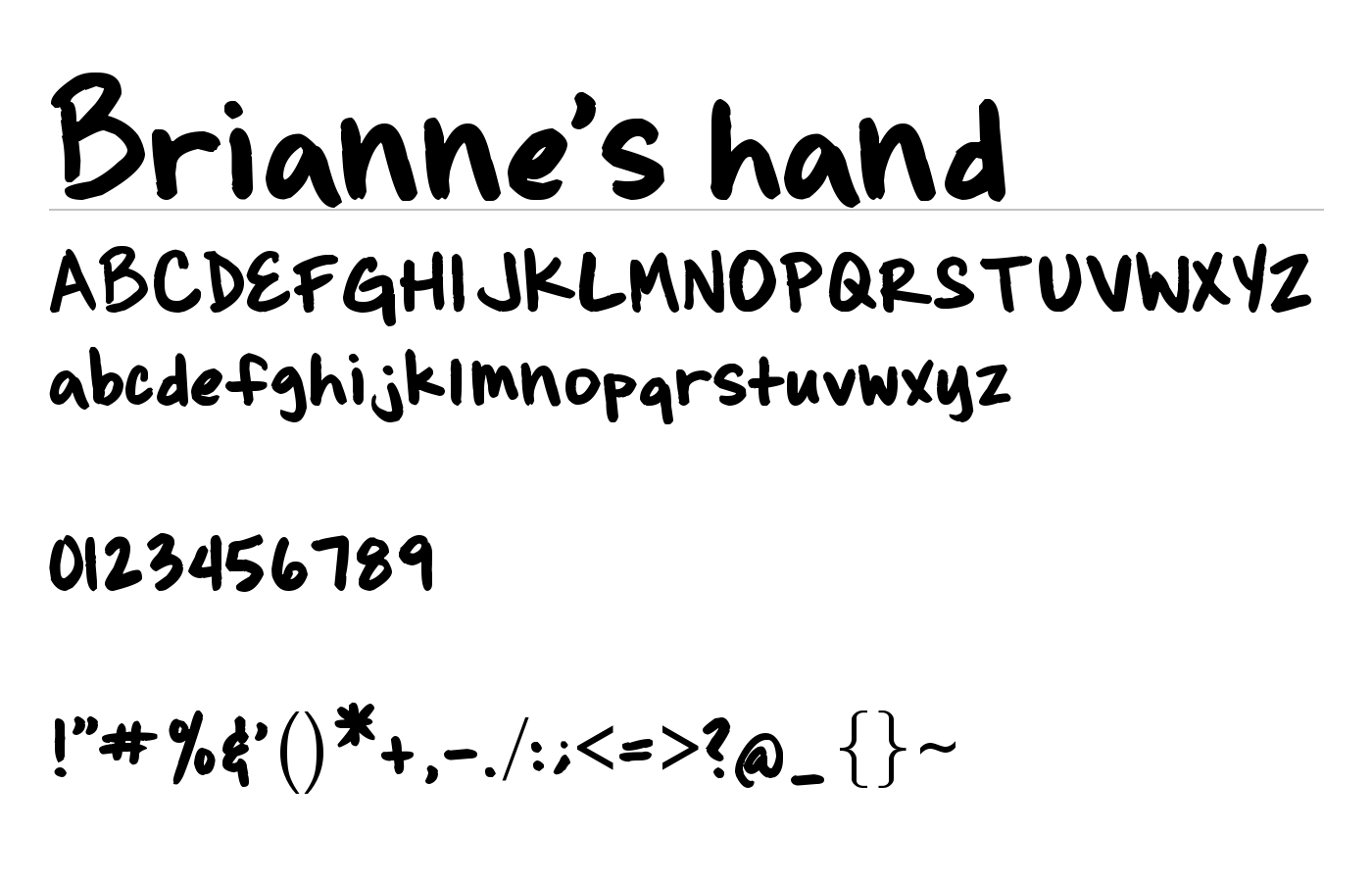 Brianne's hand Font preview