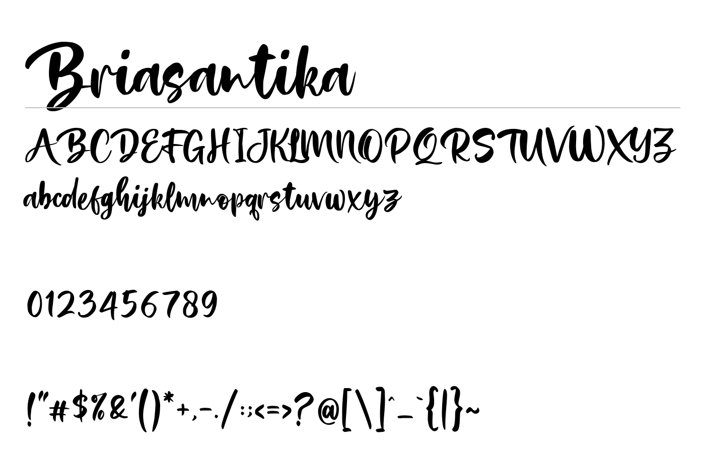 Briasantika Font preview