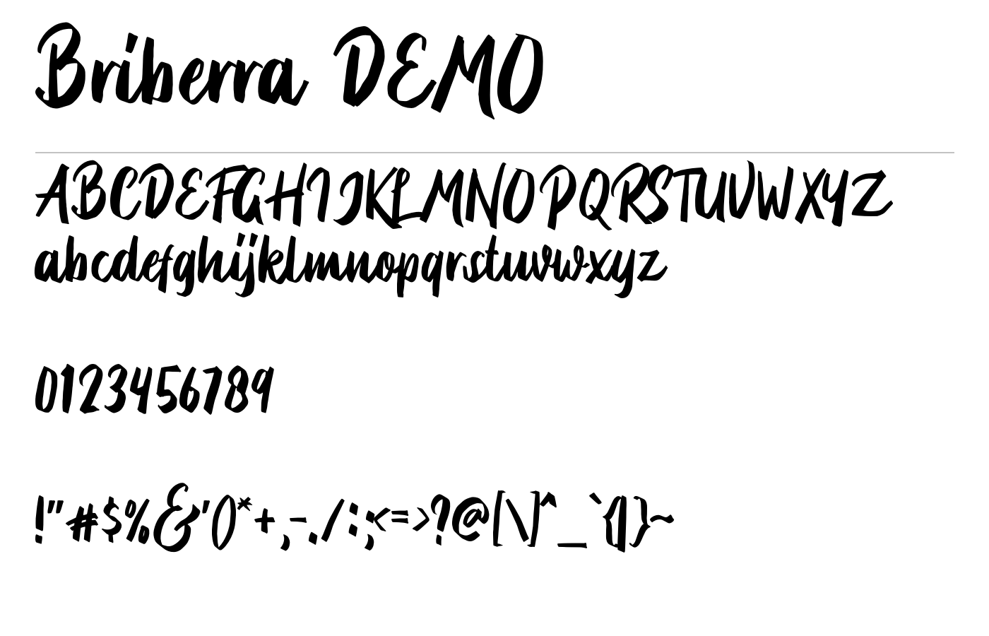 Briberra DEMO Font preview