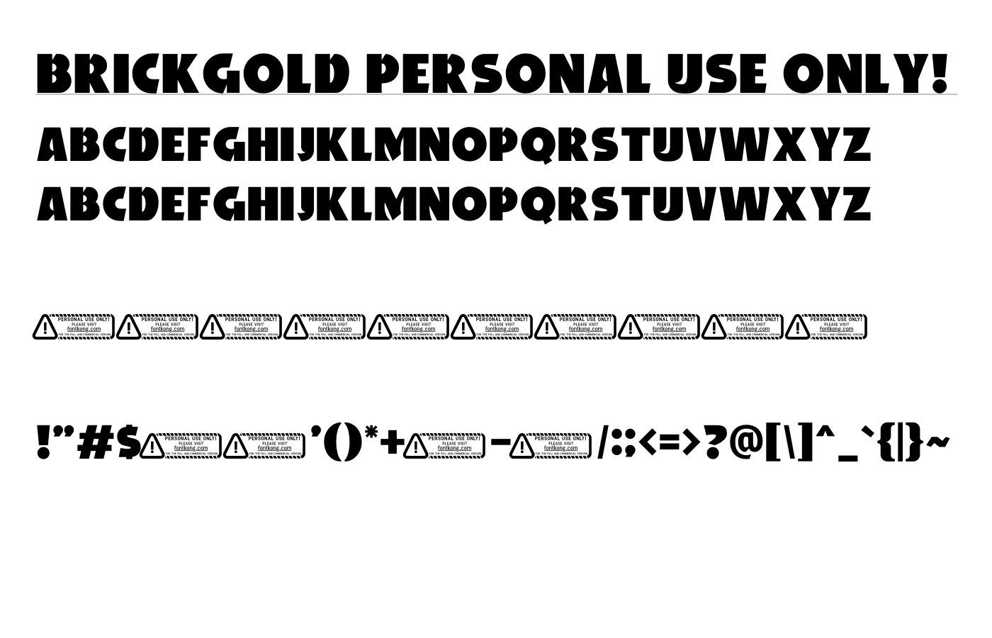 Brickgold PERSONAL USE ONLY! Font preview