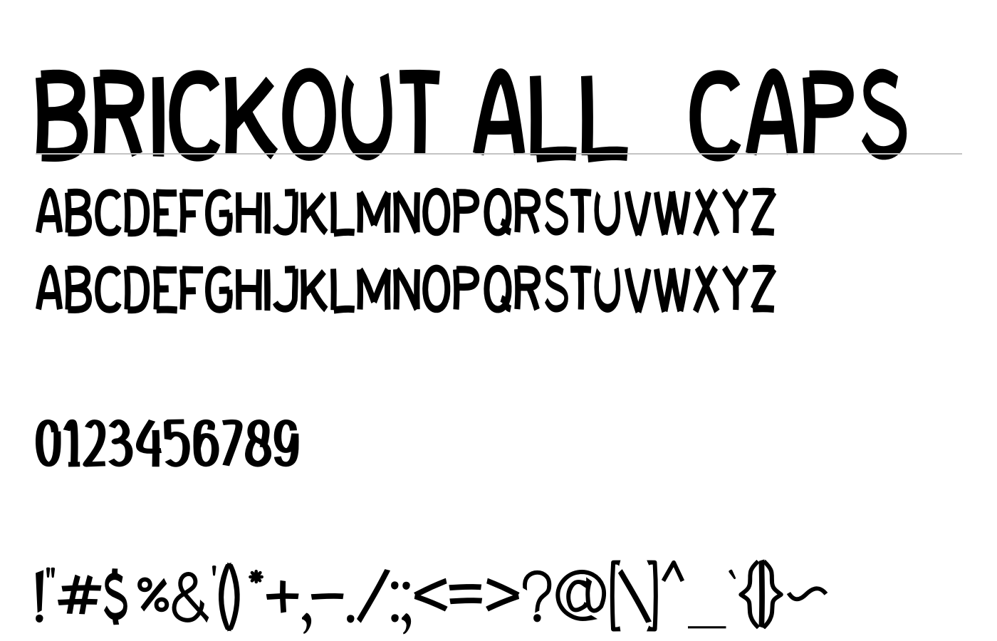 brickOUT all caps Font preview
