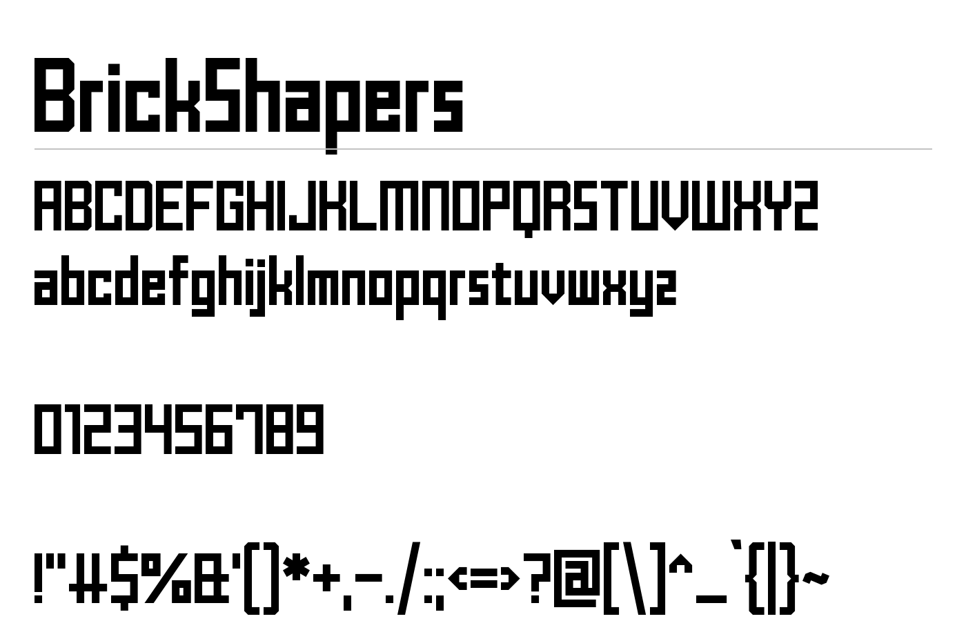 BrickShapers Font preview
