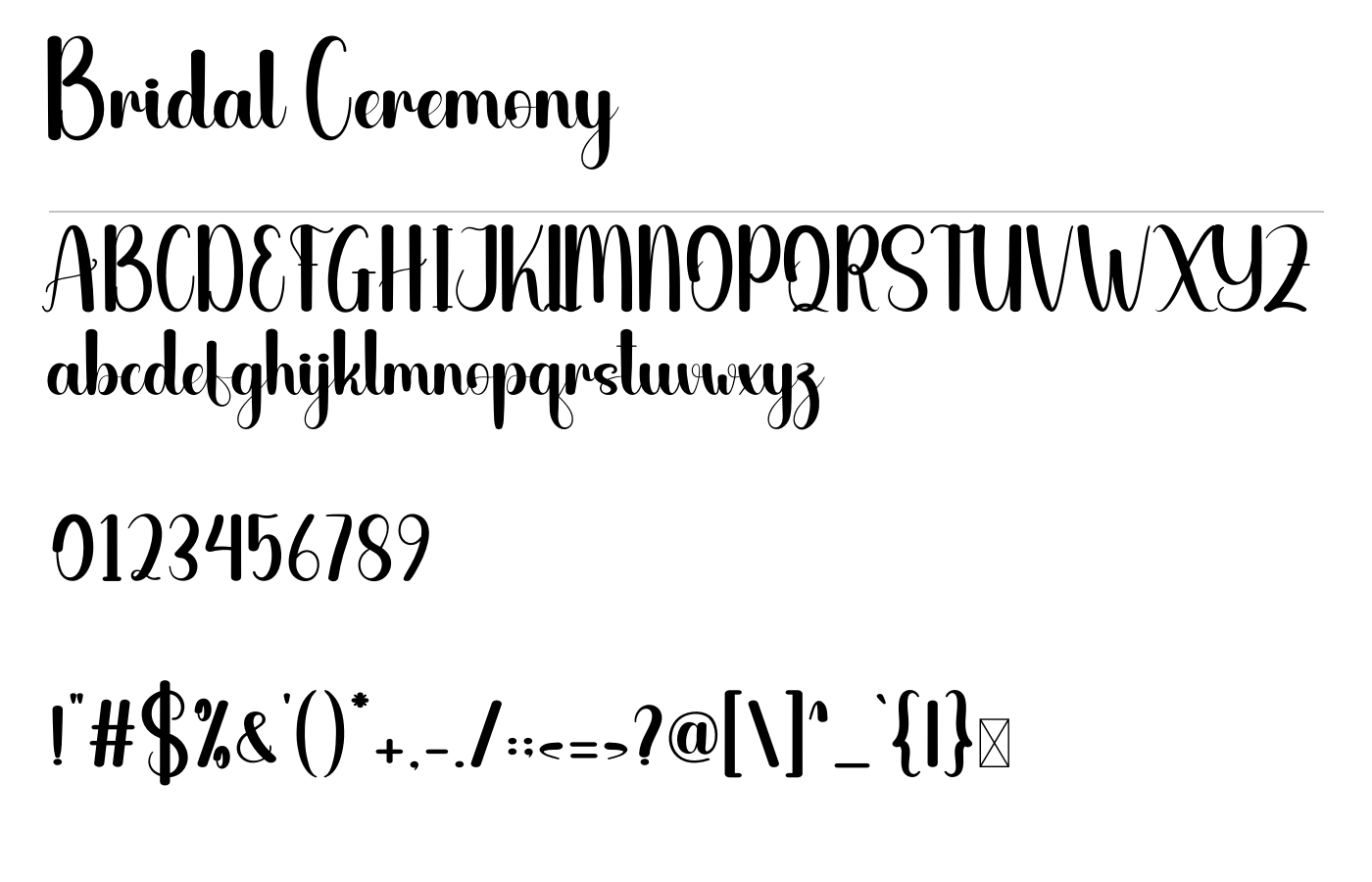 Bridal Ceremony Font preview