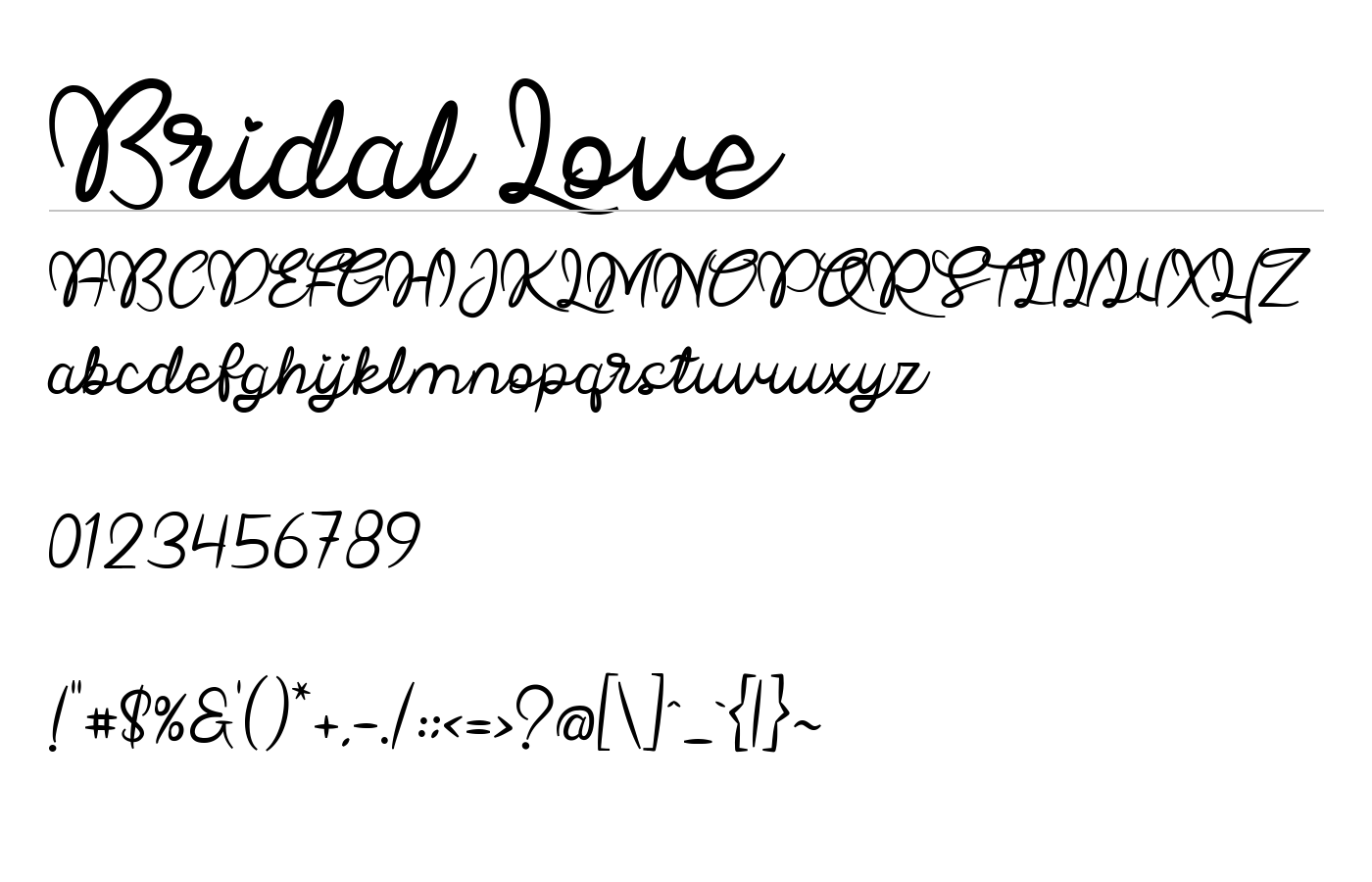 Bridal Love Font preview