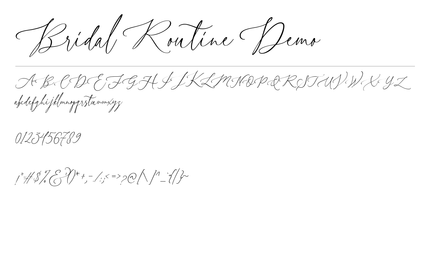 Bridal Routine Demo Font preview