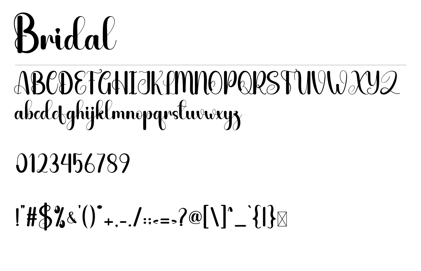 Bridal Font preview