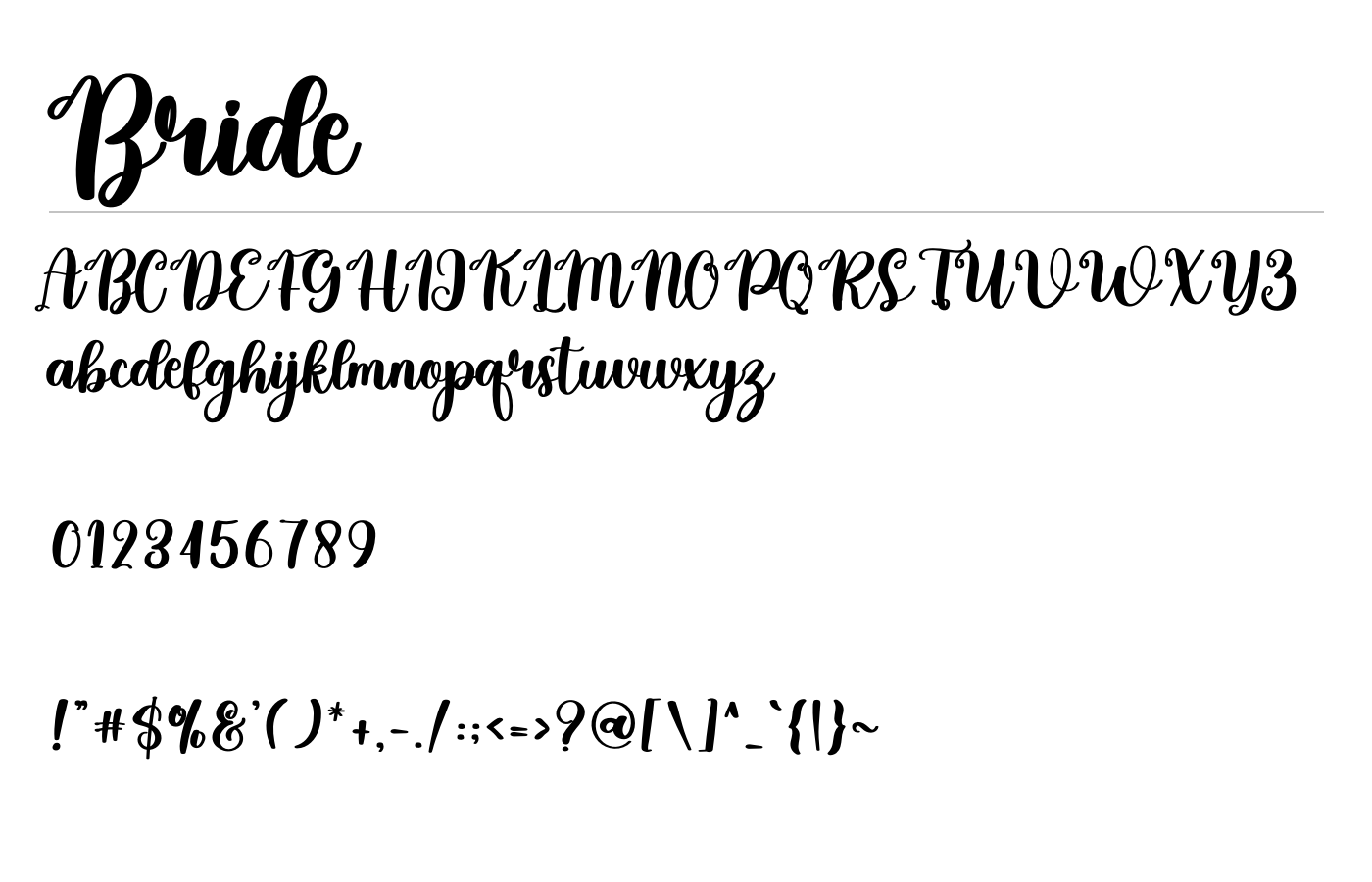 Bride Font preview