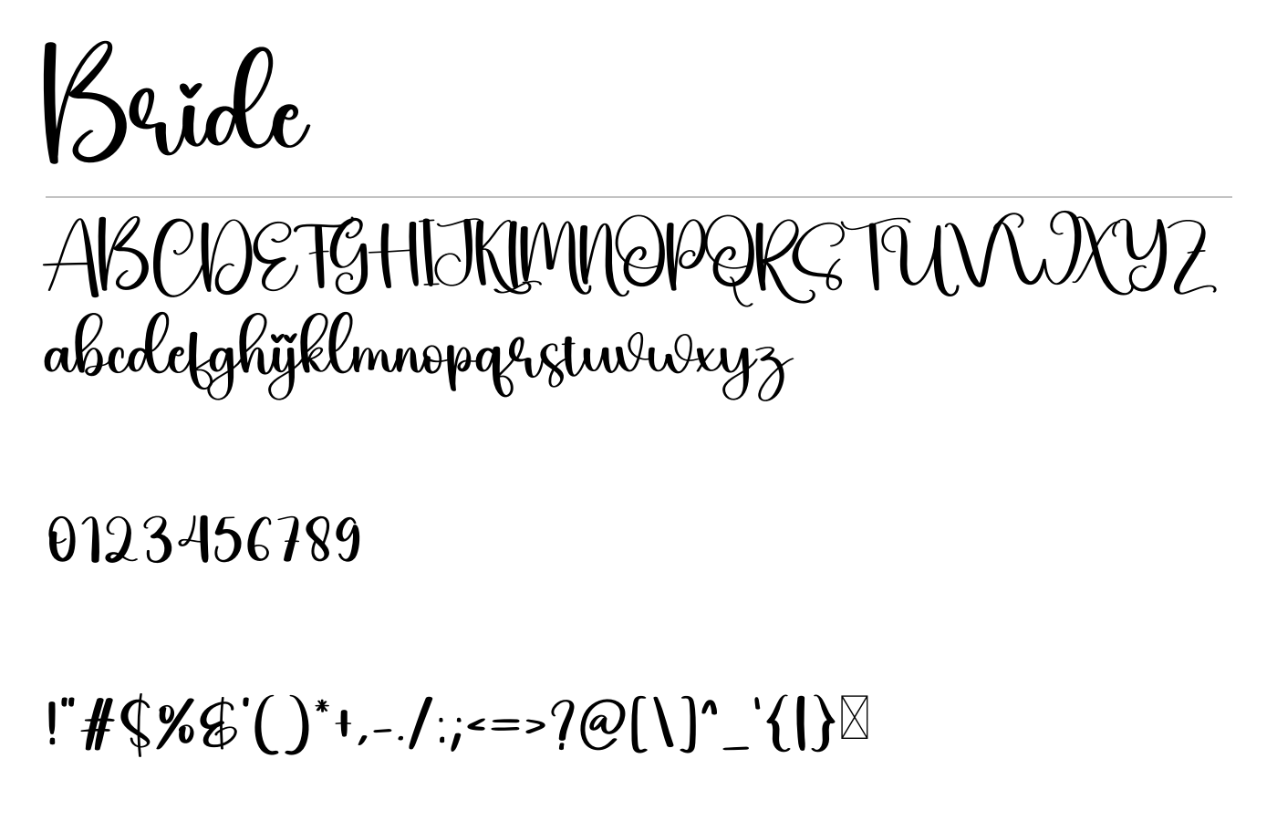 Bride Font preview