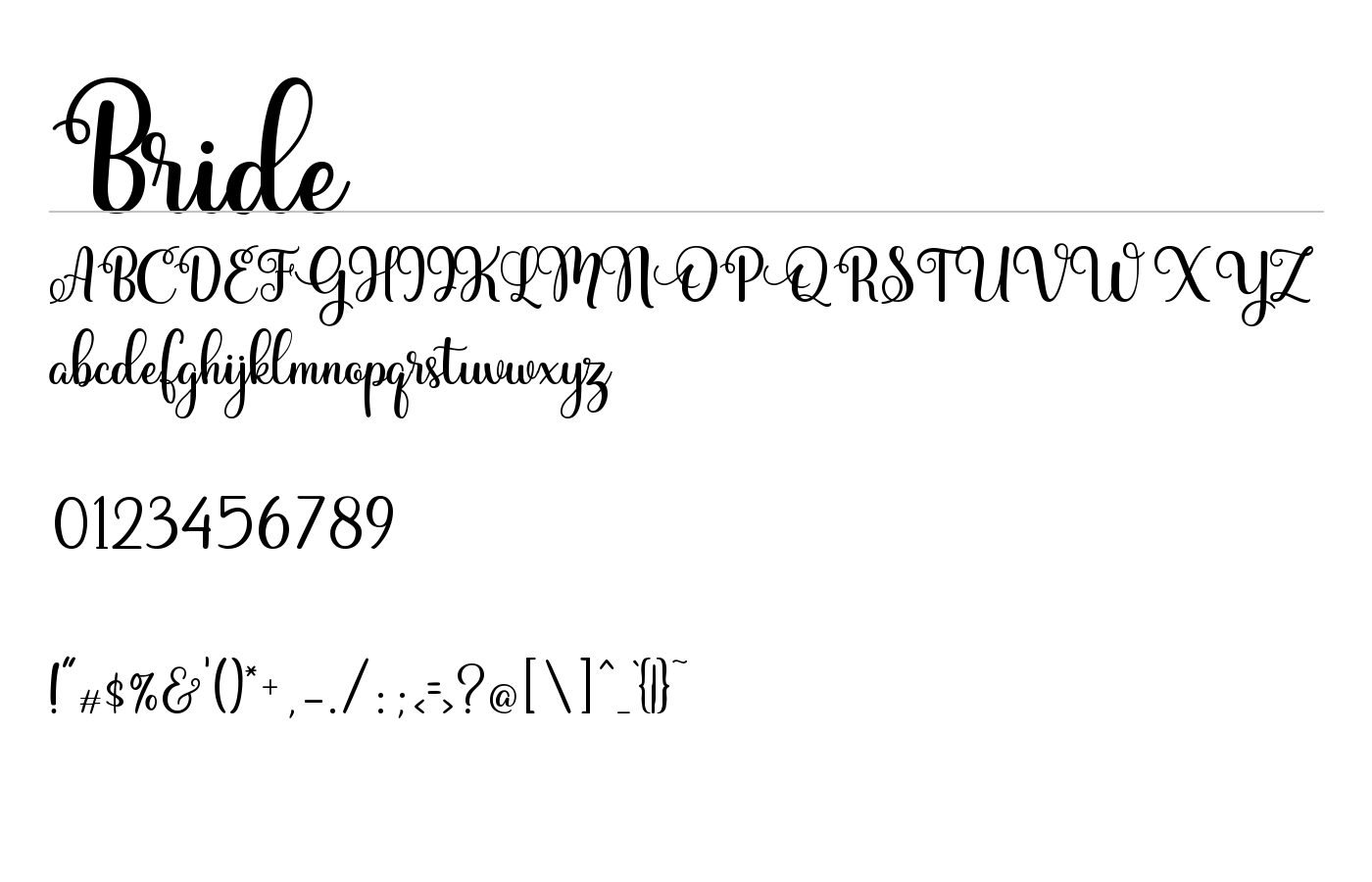 Bride Font preview