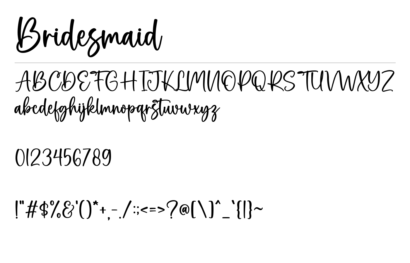 Bridesmaid Font preview