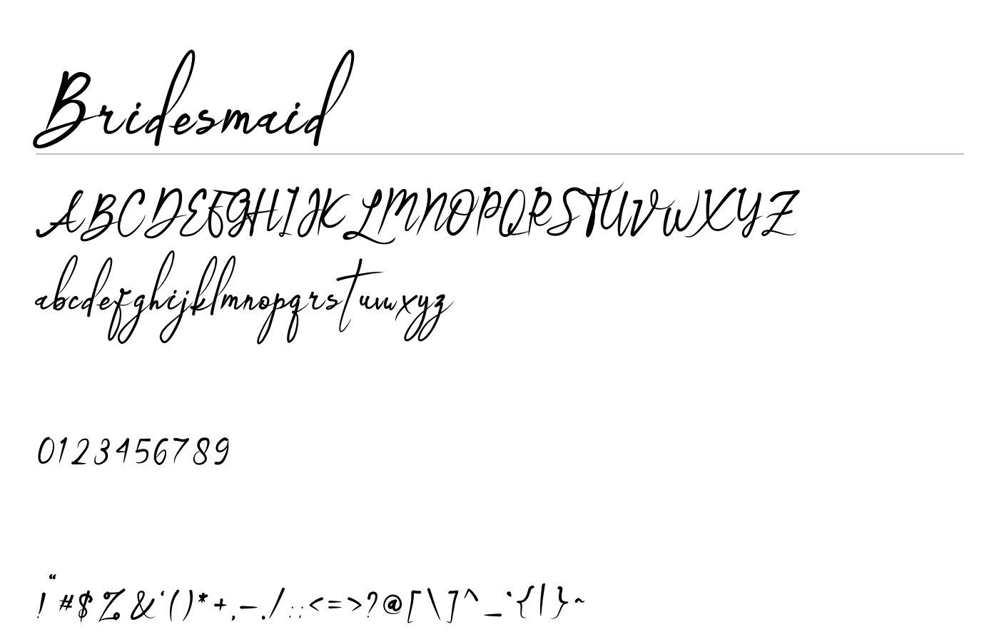 Bridesmaid Font preview