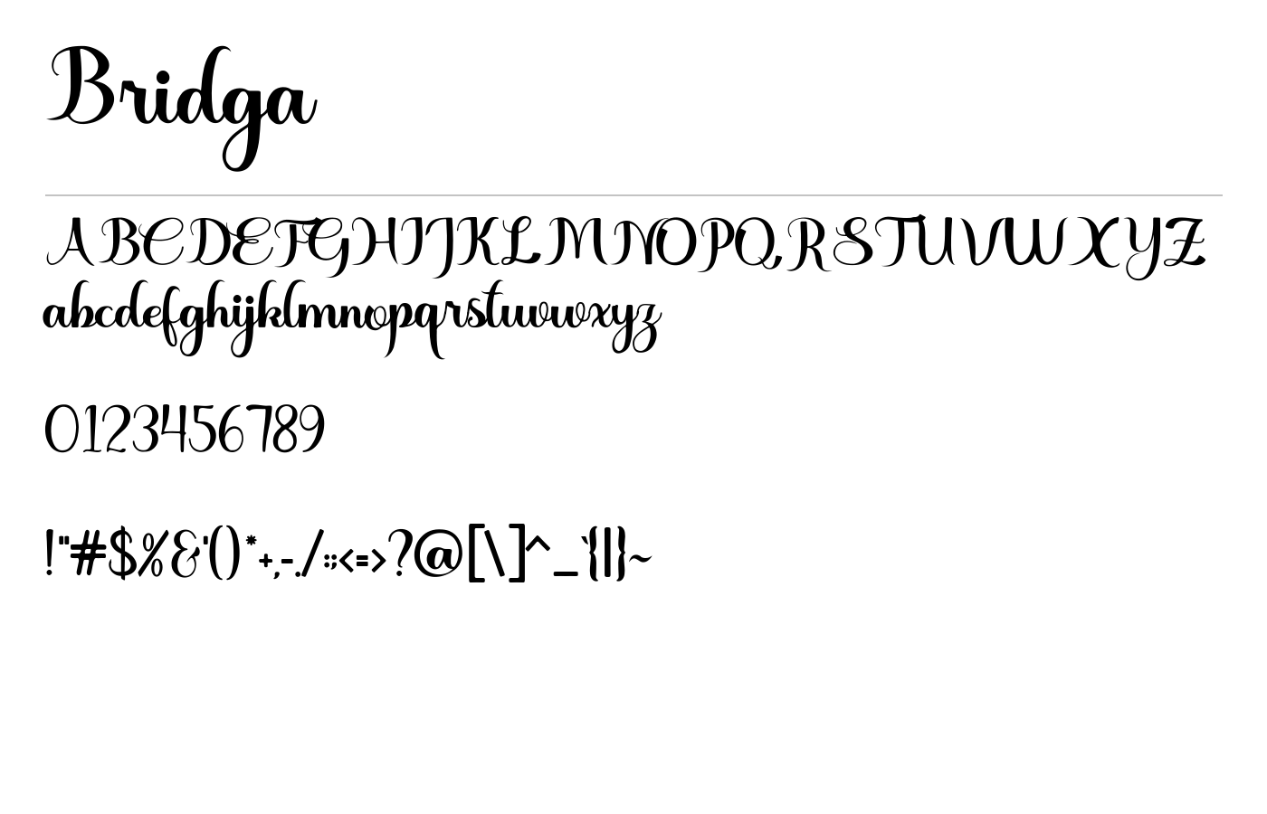 Bridga Font preview