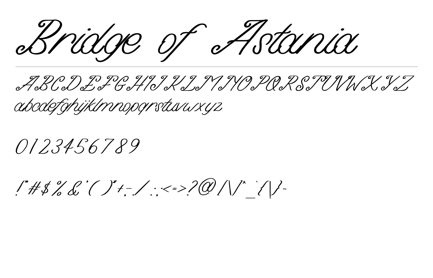 Bridge of Astania Font preview