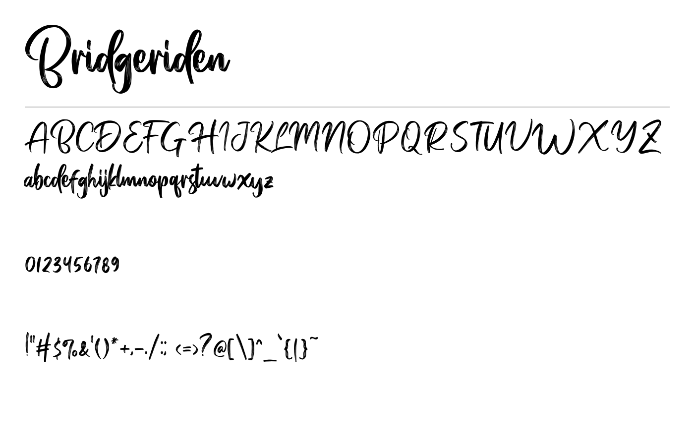 Bridgeriden Font preview