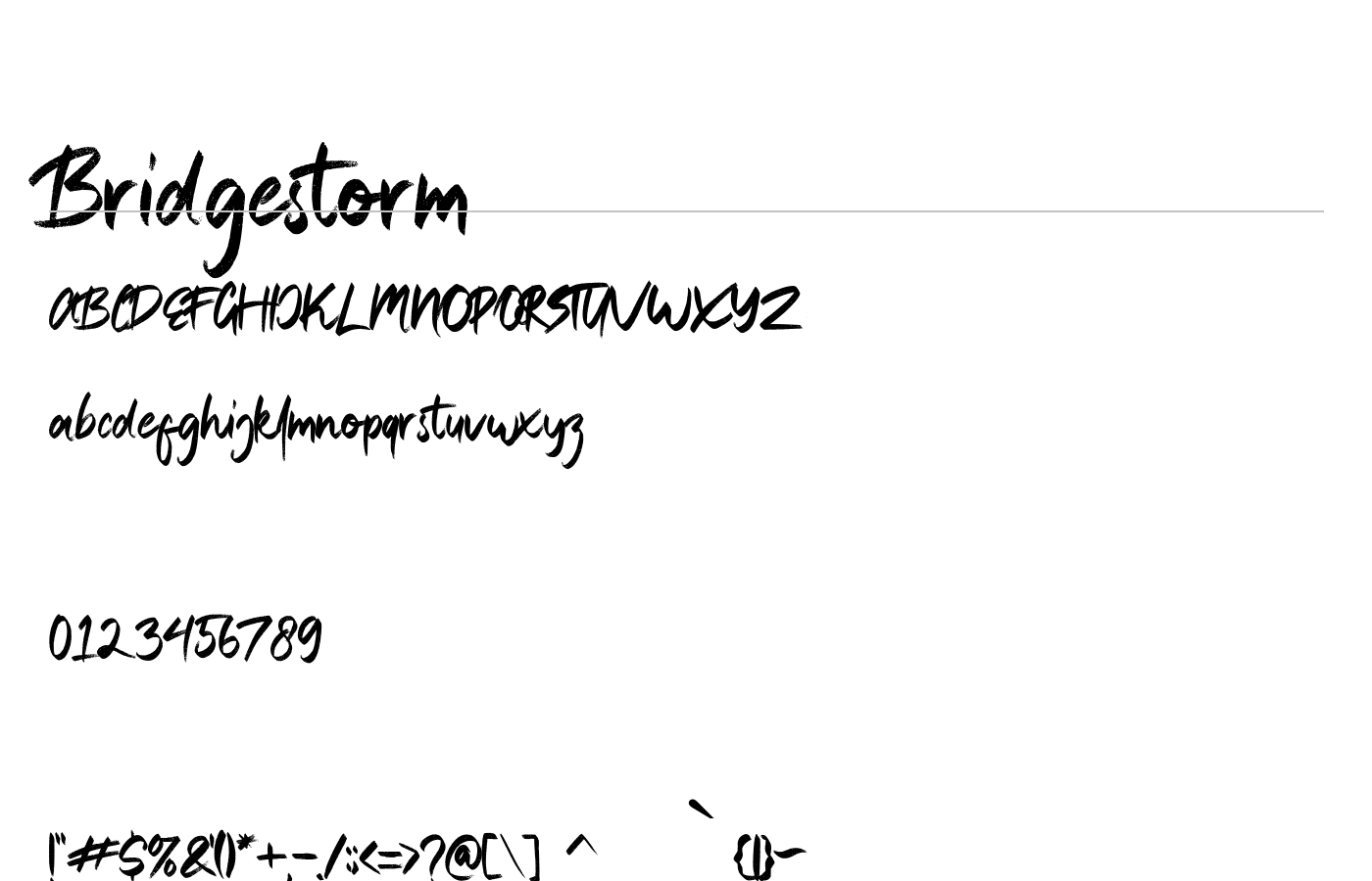 Bridgestorm Font preview