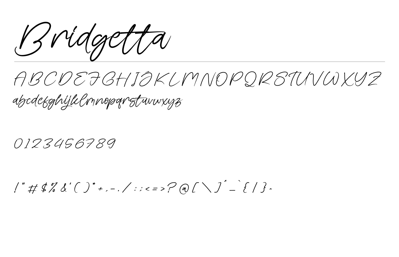 Bridgetta Font preview
