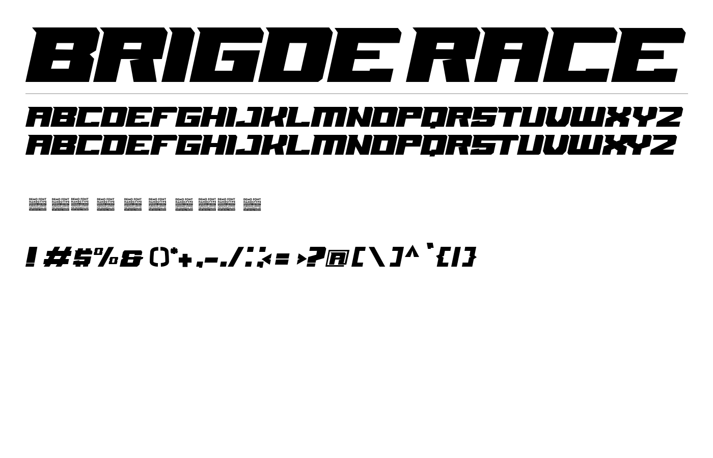 BRIGDE RACE Font preview