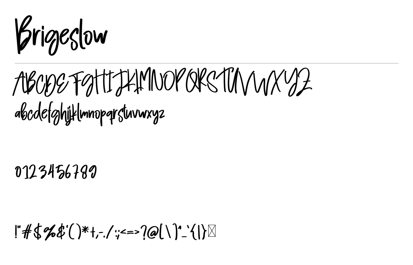 Brigeslow Font preview