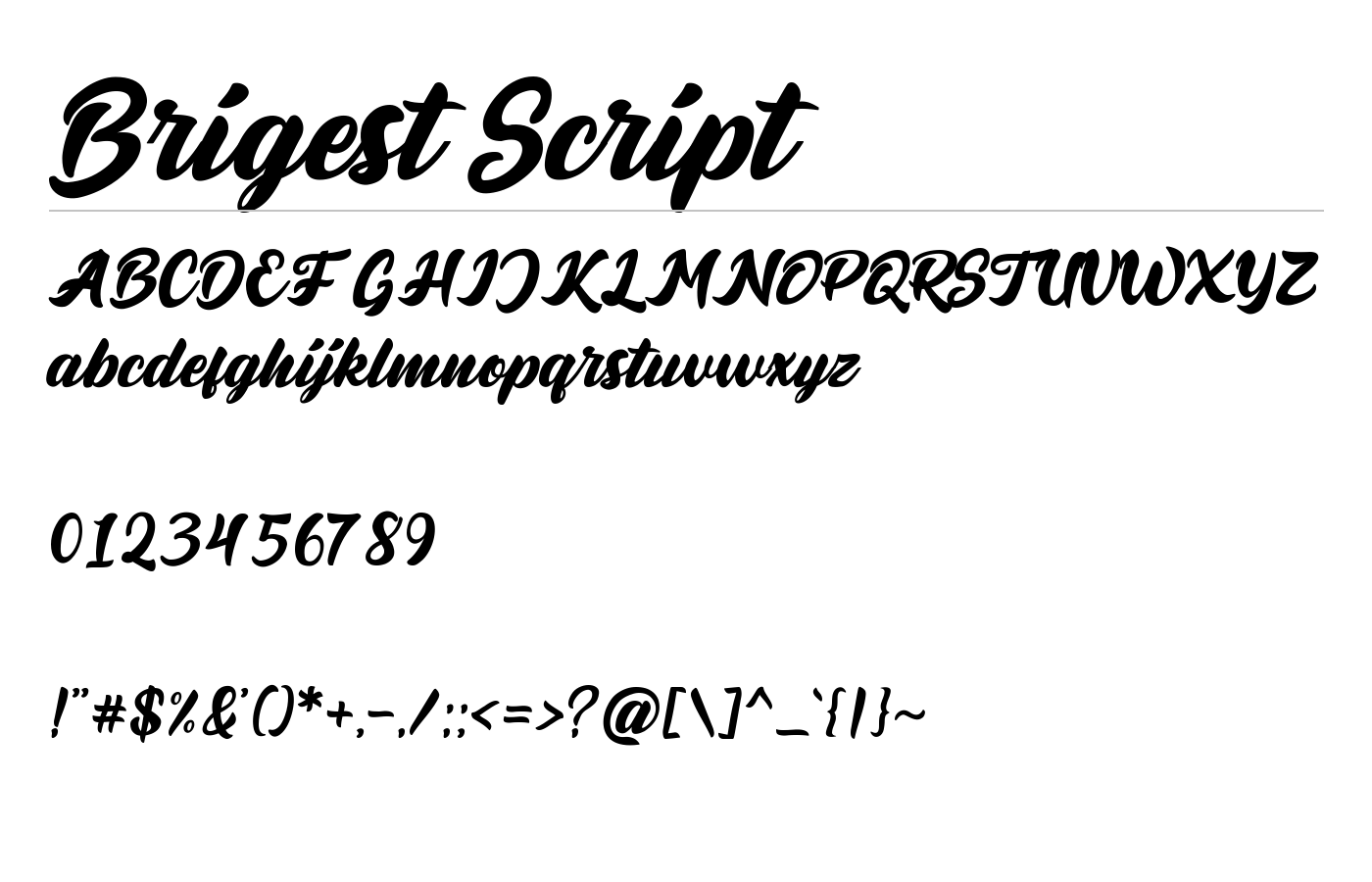 Brigest Script Font preview