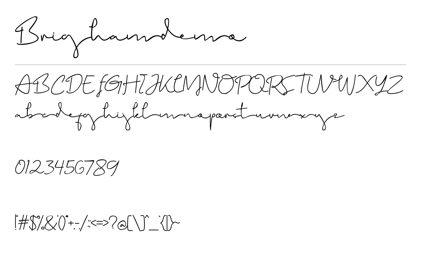Brighamdemo Font preview