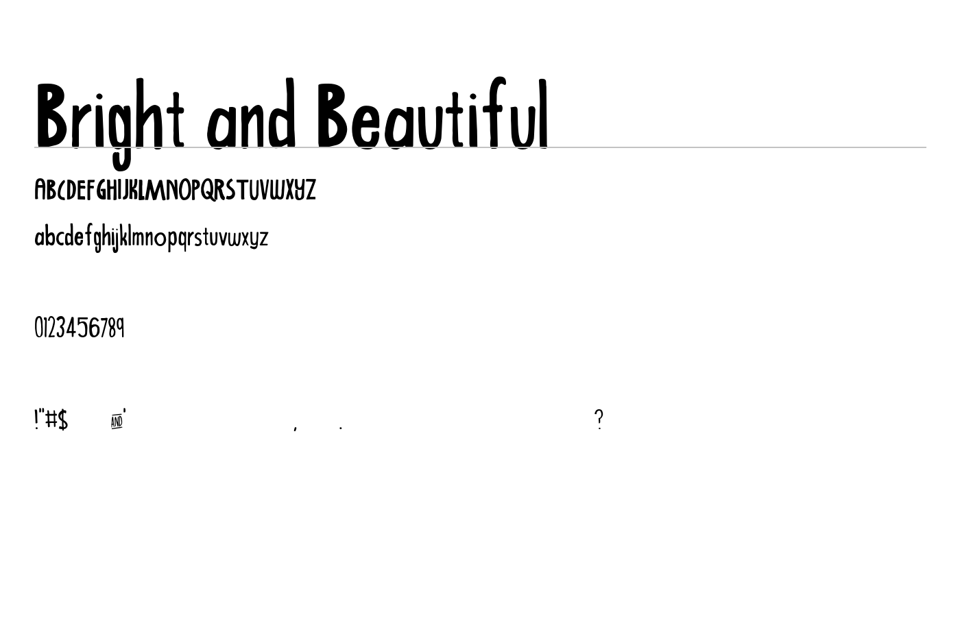 Bright and Beautiful Font preview