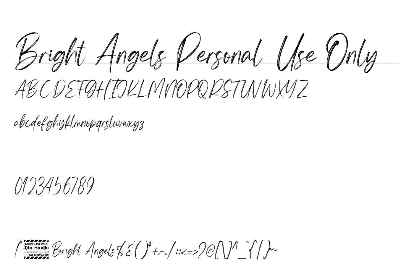 Bright Angels Personal Use Only Font preview