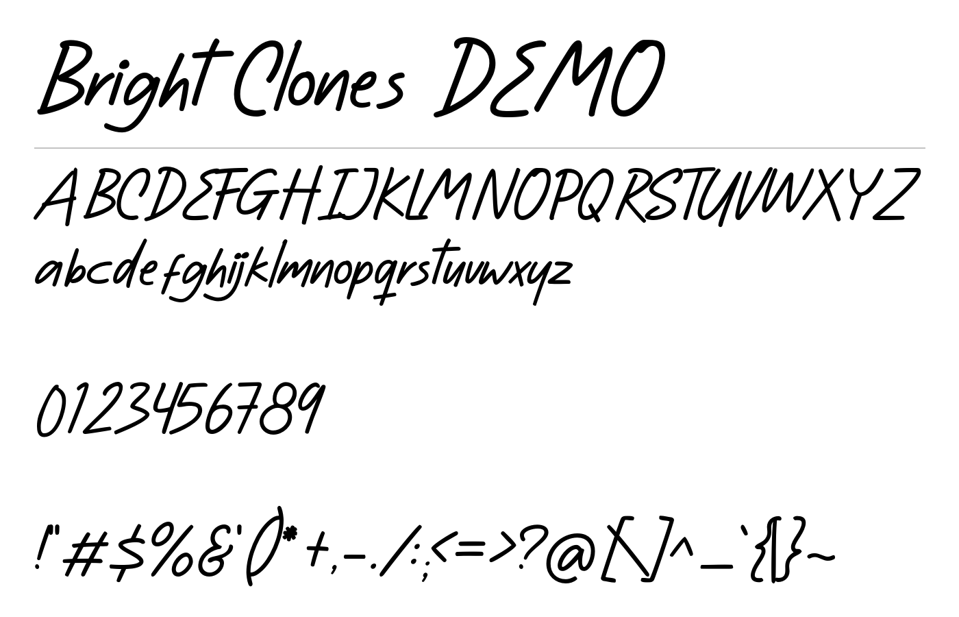 Bright Clones DEMO Font preview