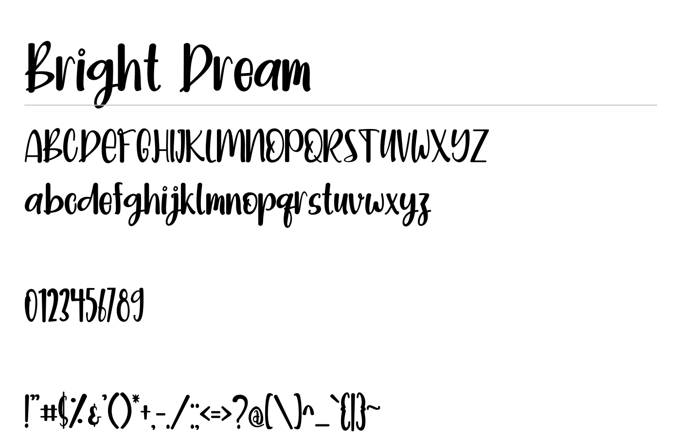 Bright Dream Font preview