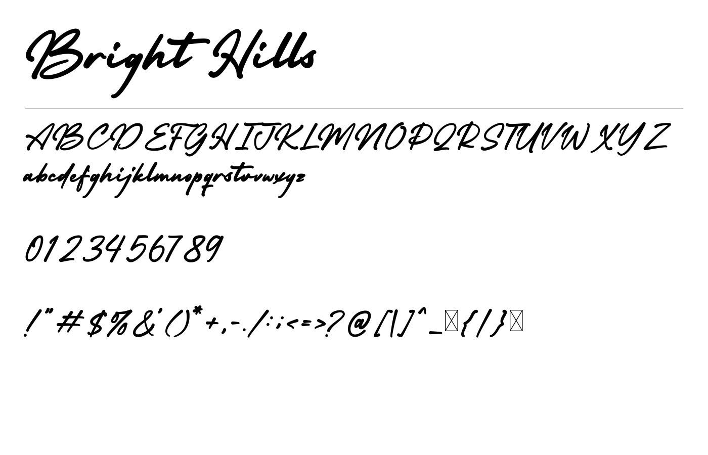 Bright Hills Font preview