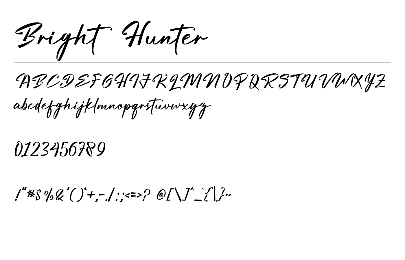 Bright Hunter Font preview