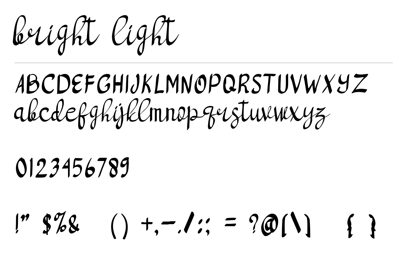 bright light Font preview