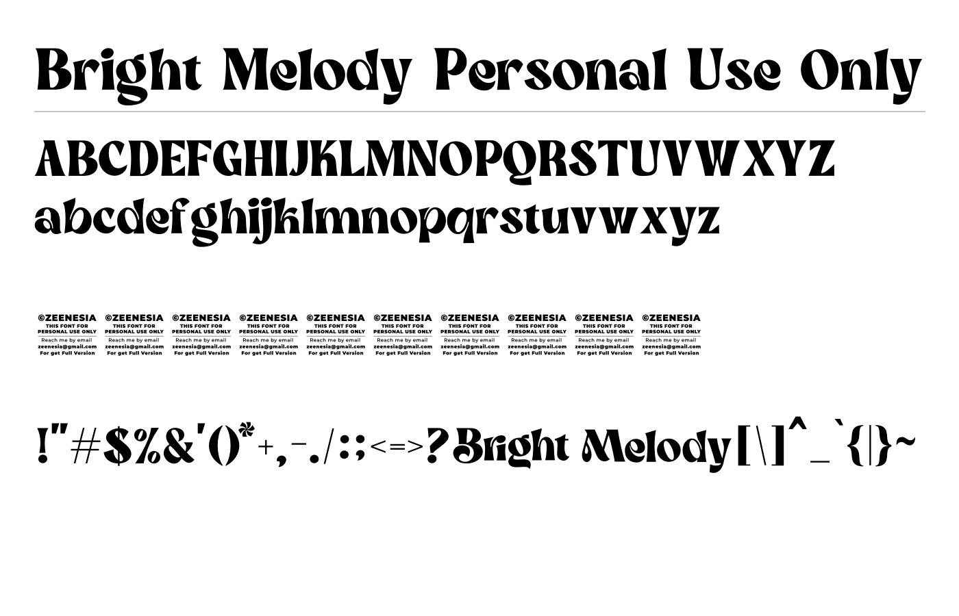 Bright Melody Font preview