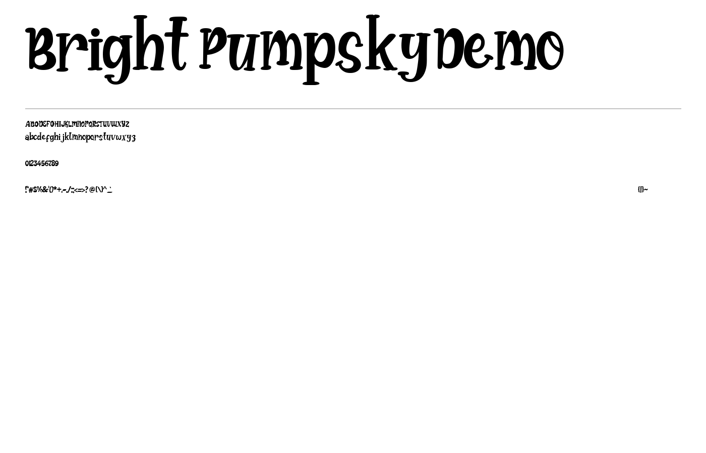 Bright PumpskyDemo Font preview