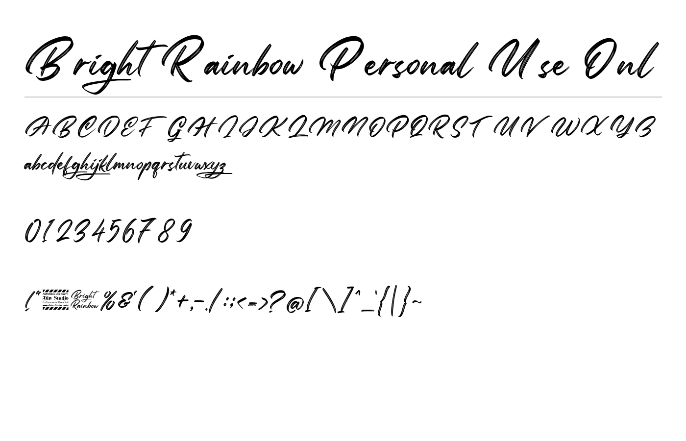 Bright Rainbow Personal Use Onl Font preview