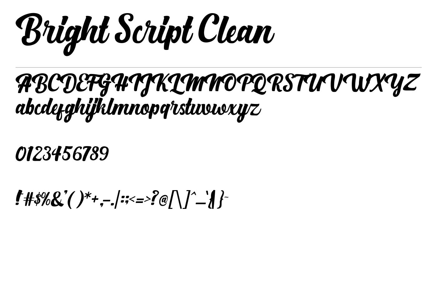 Bright Script Clean Font preview