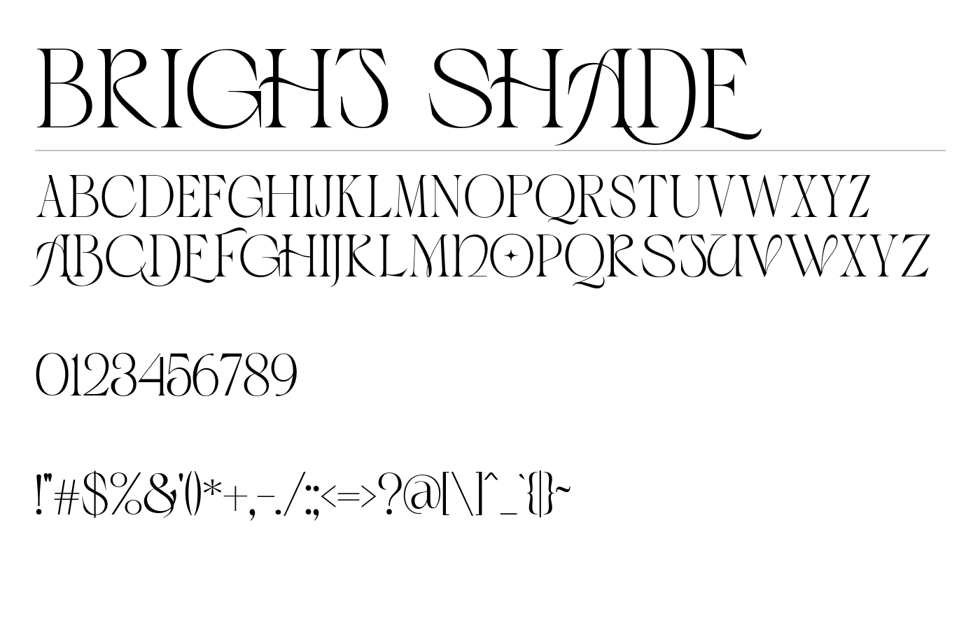 Bright shade Font preview