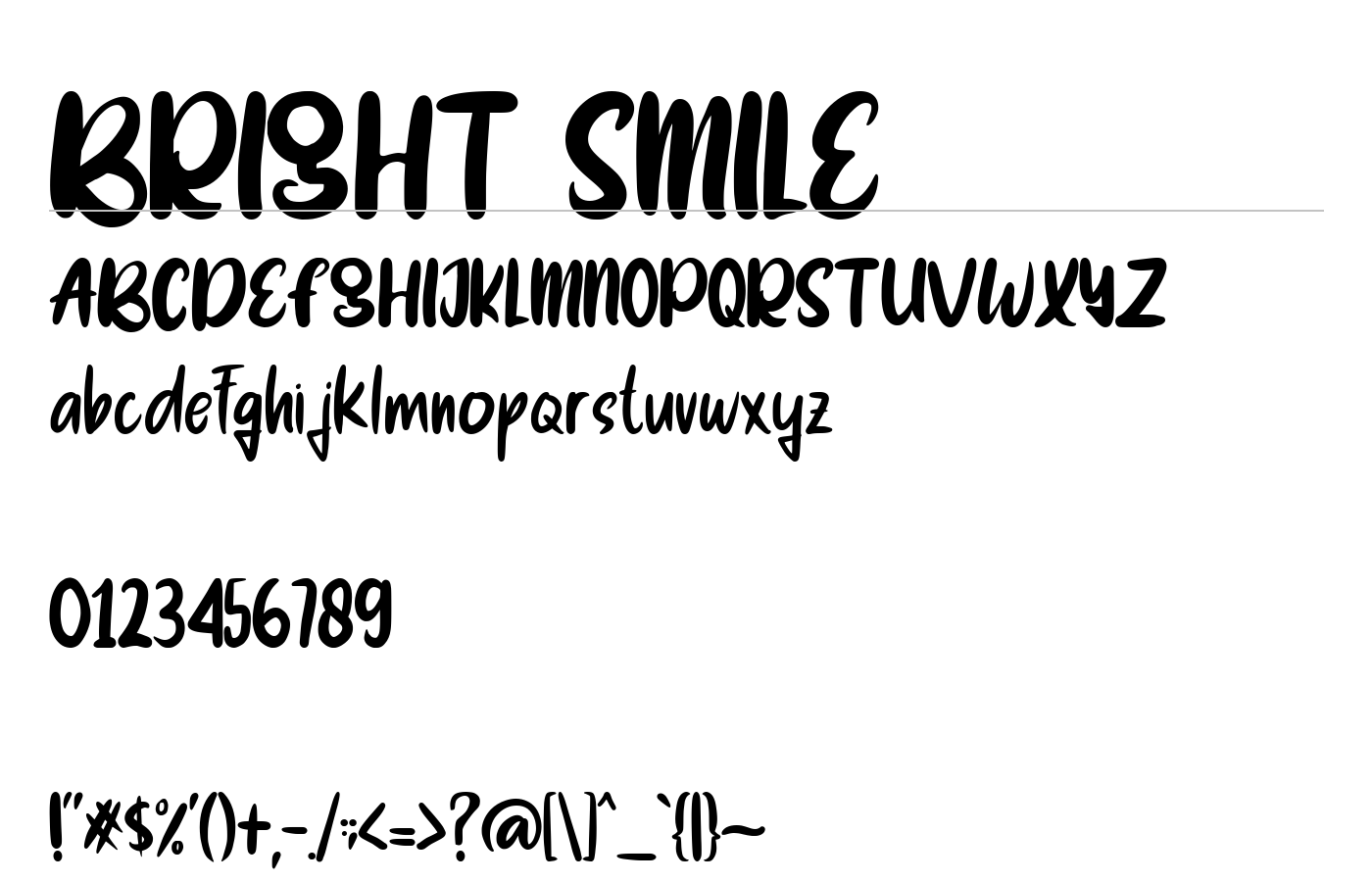 BRIGHT SMILE Font preview