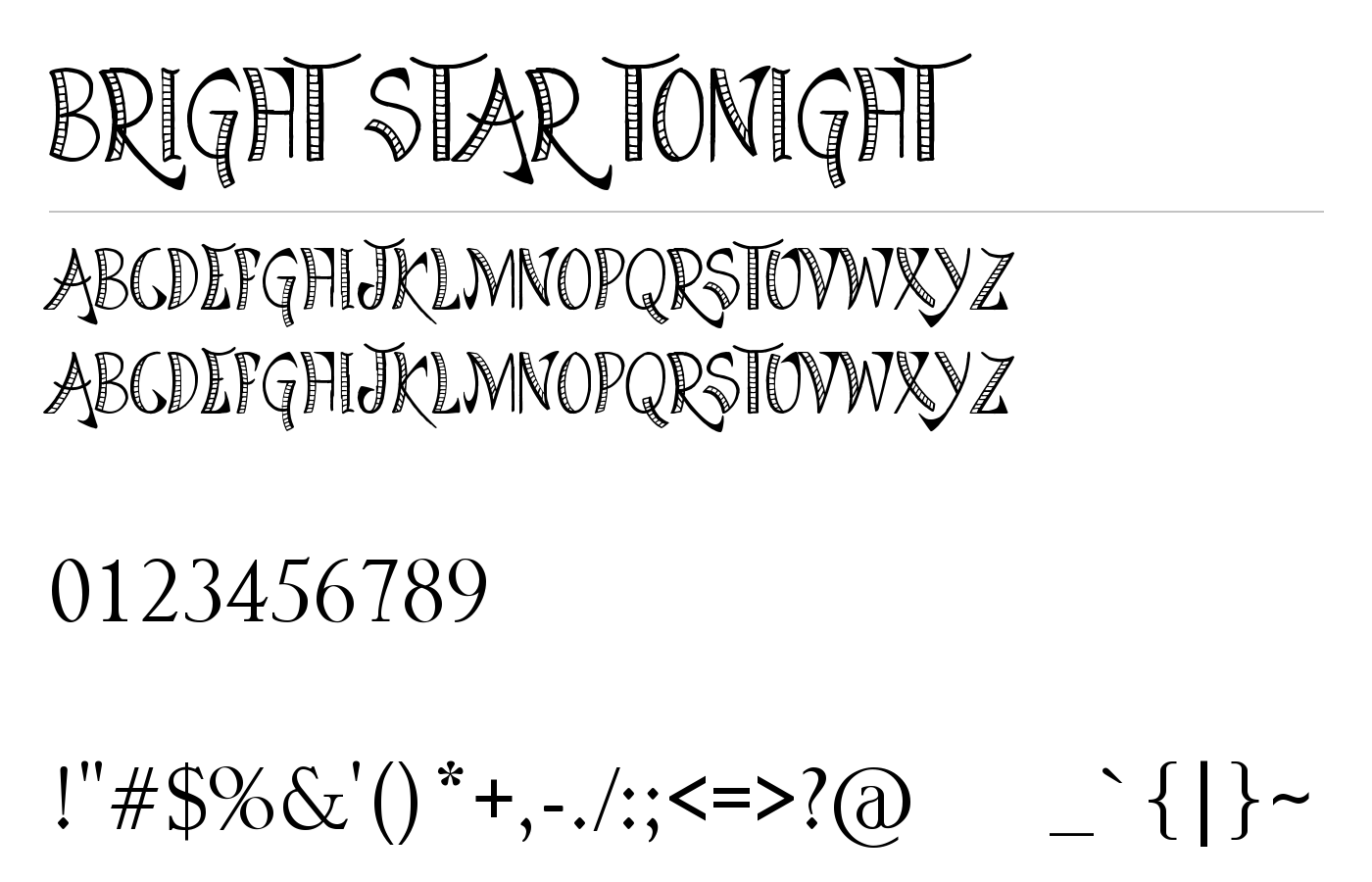 Bright Star Tonight Font preview