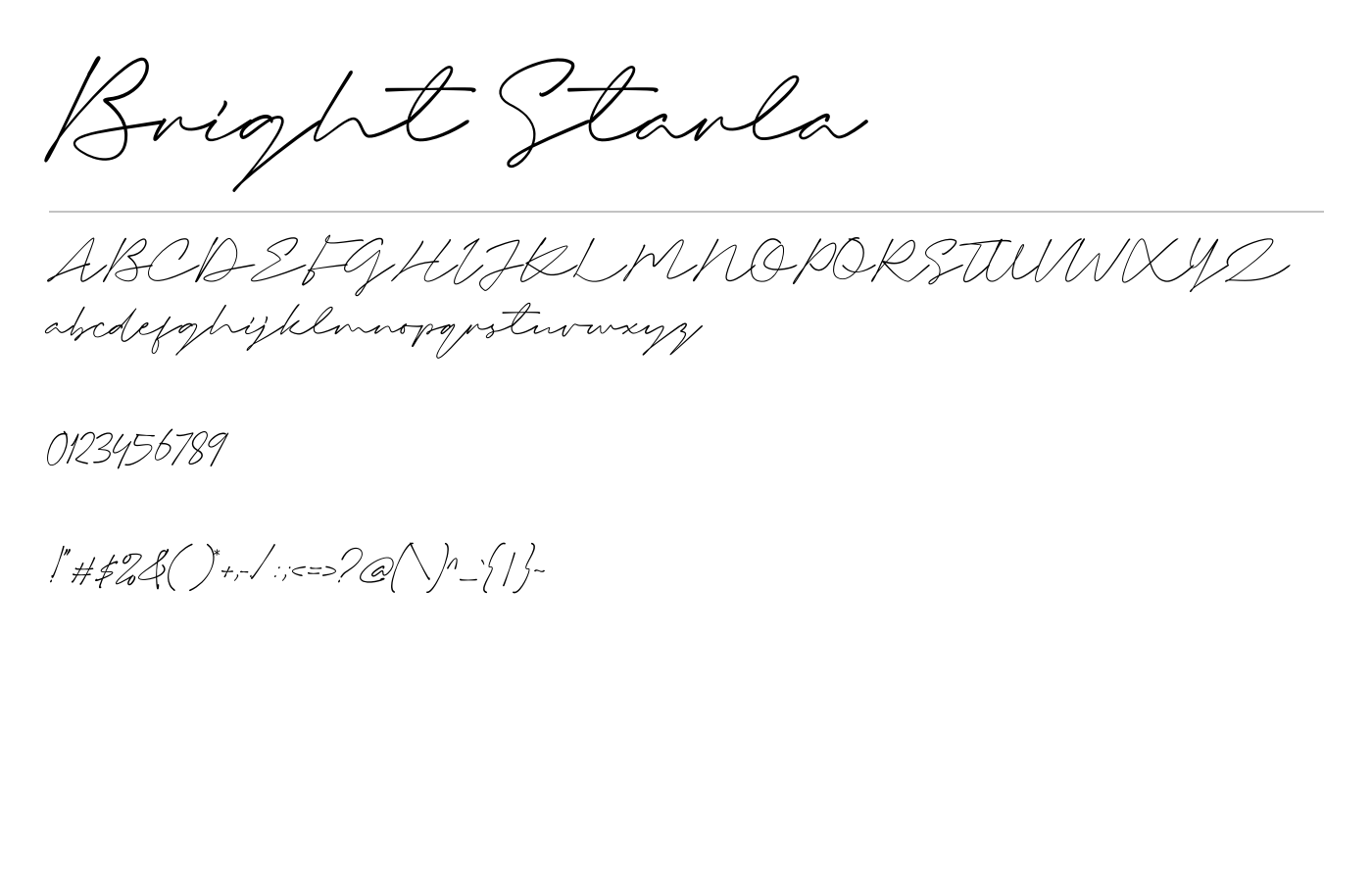 Bright Starla Font preview
