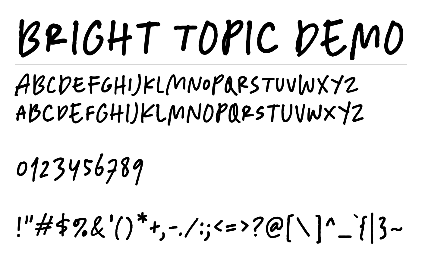 Bright Topic Demo Font preview