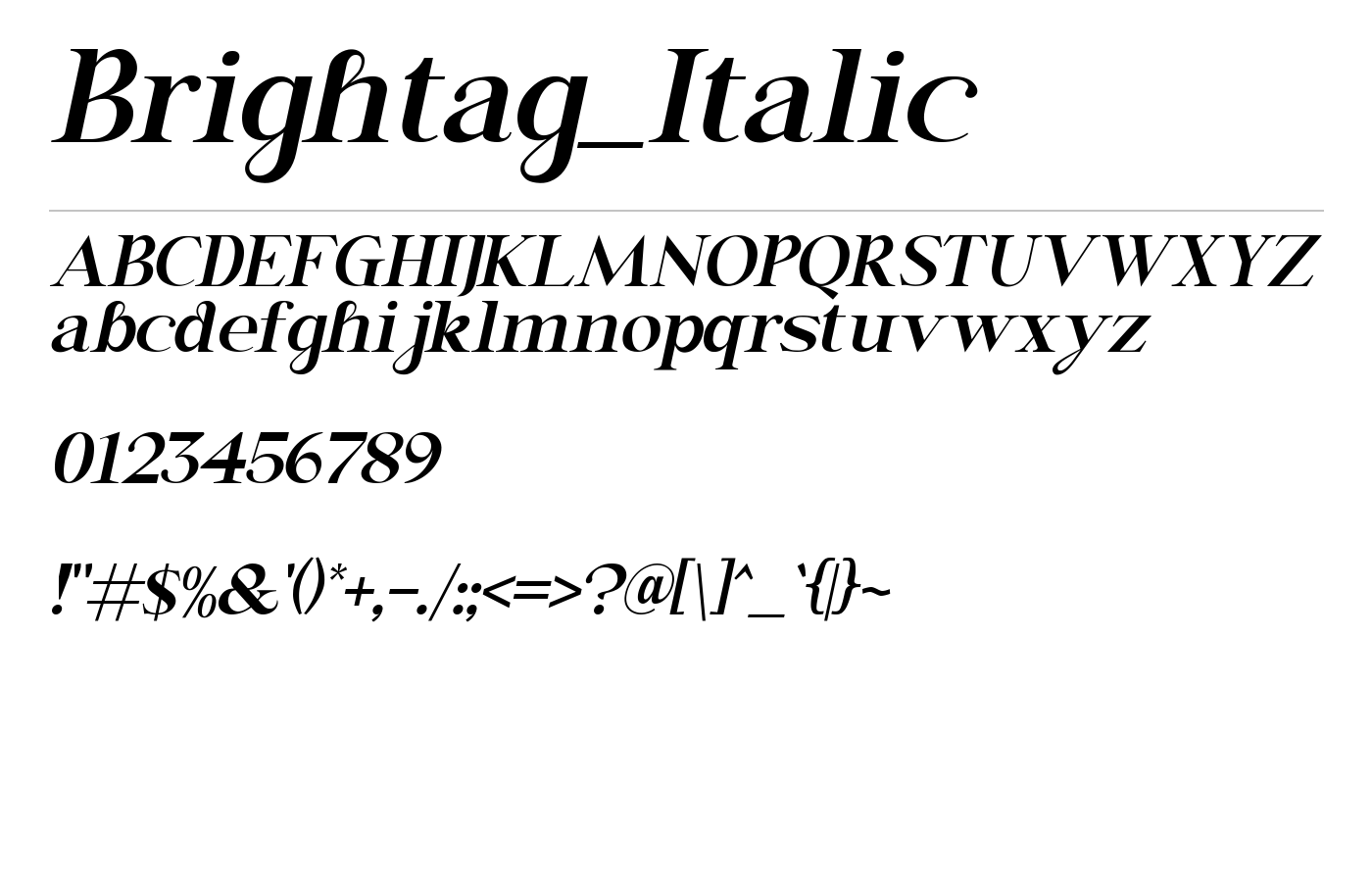 Brightag Font preview