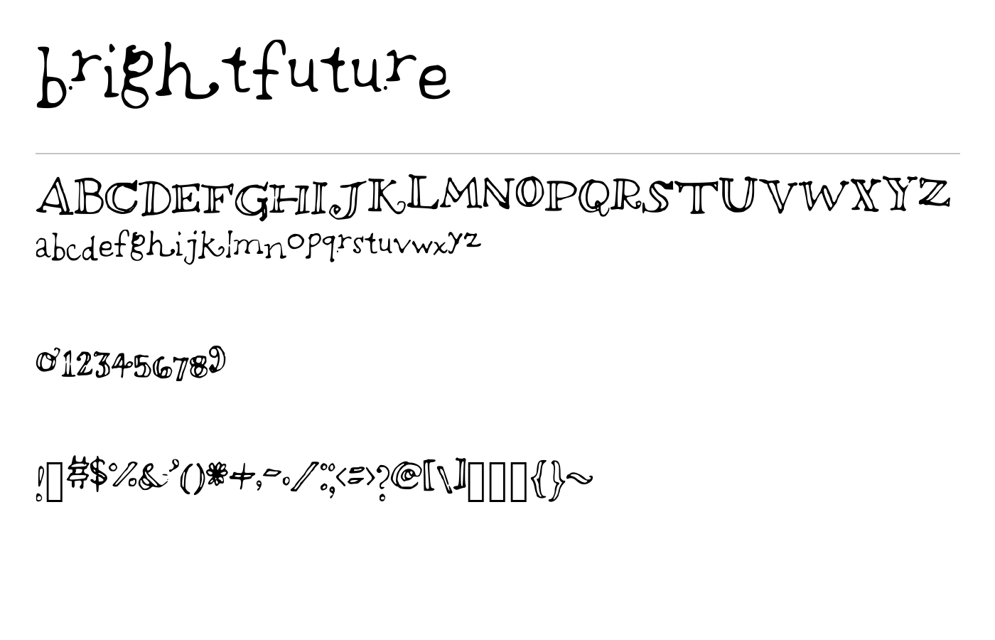 brightfuture Font preview