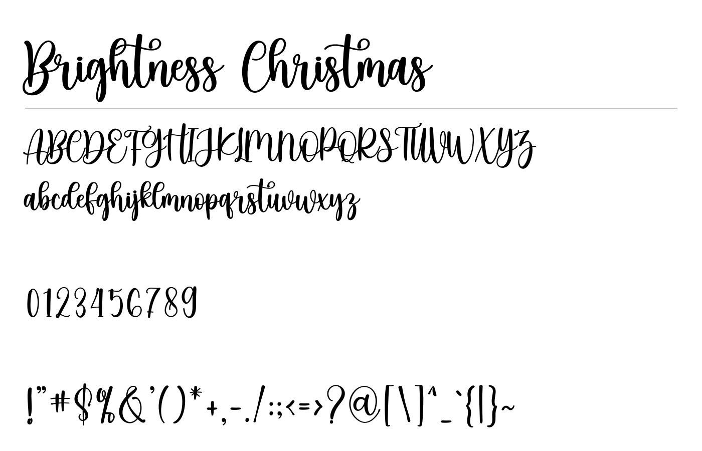 Brightness Christmas Font preview